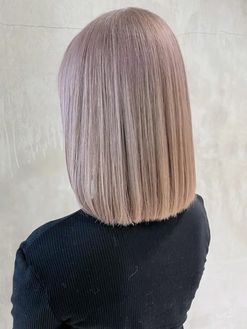 ミディアム カラー パーマ ヘアアレンジ ベージュカラー ピンクカラー ピンクベージュ ITbyALBUM 藤沢店のヘアスタイル