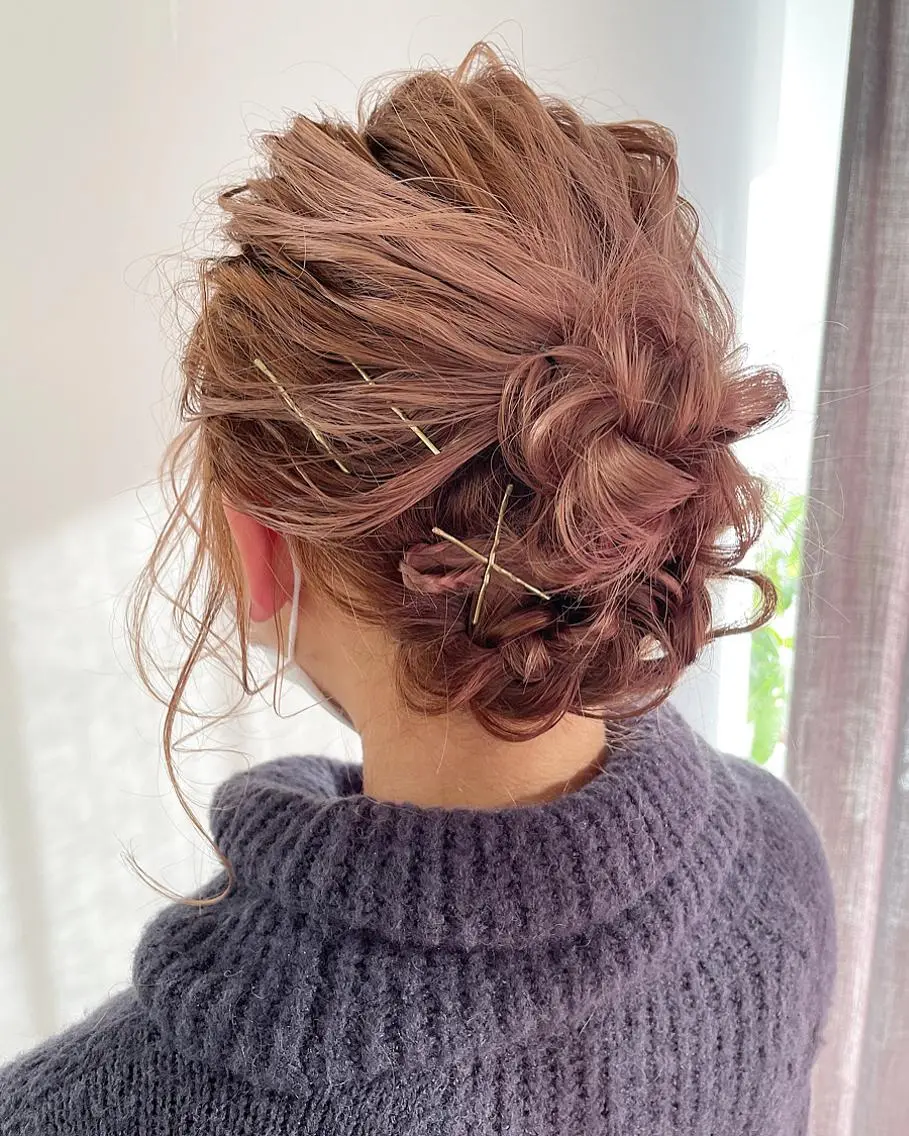 ミディアム ヘアセット ハイトーン/レイヤー /ケアブリーチ石川治のヘアスタイル