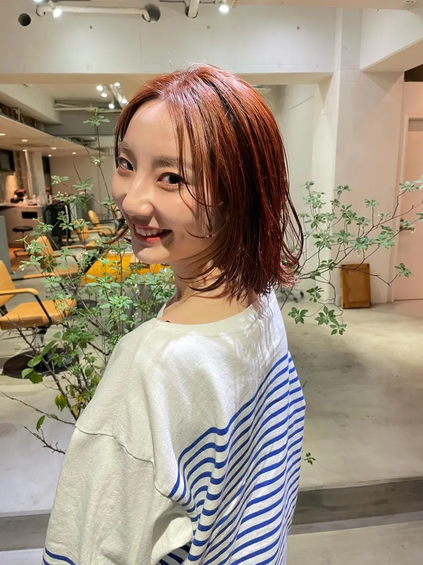 ミディアム カラー ミディアムパーマ バレイヤージュ ブリーチ ケアブリーチ デザインカラー カット ヘアカラー トリートメント ヘアセット スパイラルパーマ 🌐hina⭐️のヘアスタイル