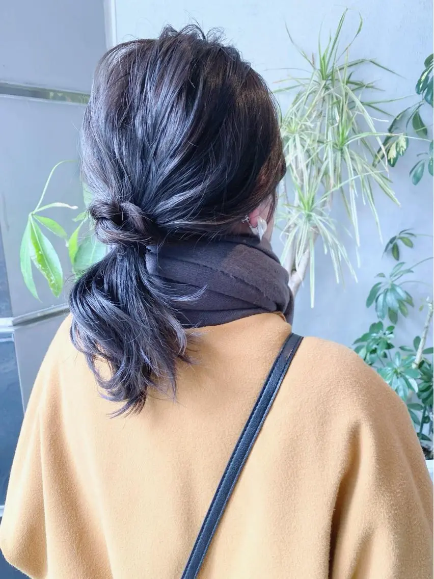 ミディアム カラー ブルーカラー ブルーグレー ブルーグレージュ グレージュ chic.🍋 Kirariのヘアスタイル