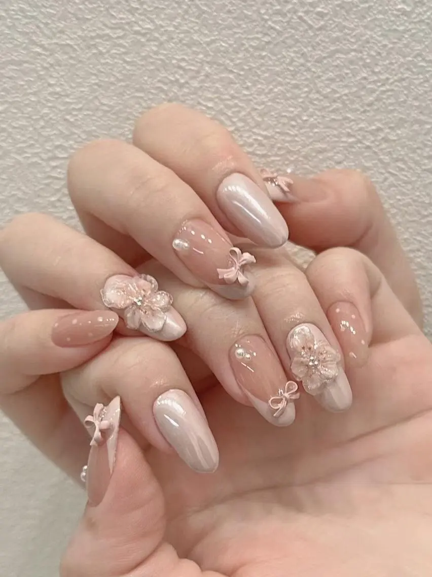 ネイル 長さ出し フレンチネイル グラデーション 卒業式 マグネットネイル ハンドネイル MIHANA SAKURAのネイルデザイン