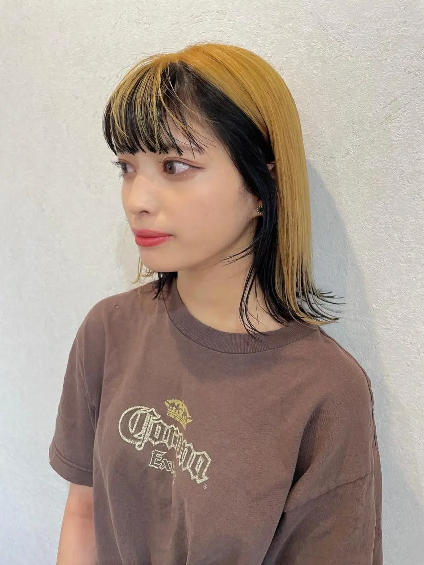 ミディアム カラー カット ヘアカラー トリートメント 安藤 佑衣のヘアスタイル