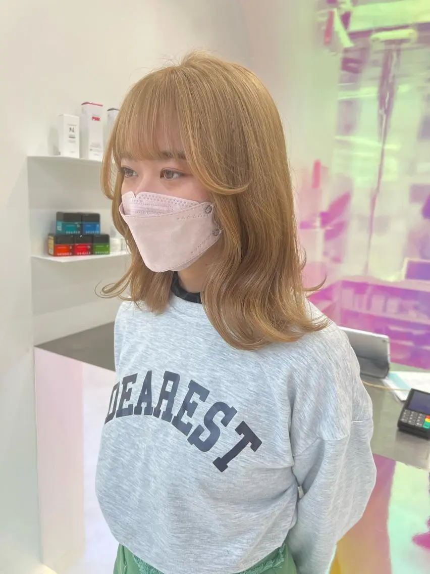 ミディアム カラー パーマ ヘアアレンジ メンズ キッズ ネイル マツエク・マツパ アイブロウ KANAMI 🌏のヘアスタイル