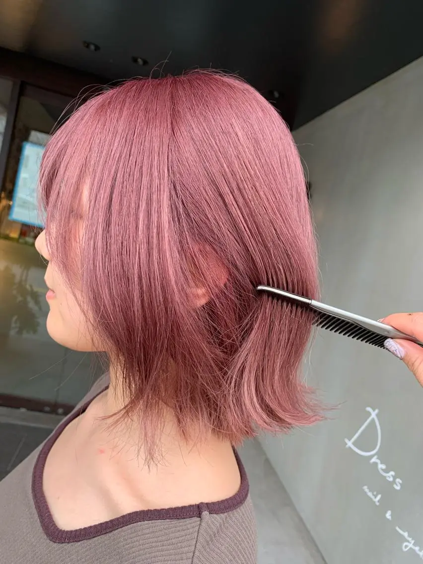 ミディアム カラー カット ヘアカラー ピンクカラー/ mana🎀のヘアスタイル