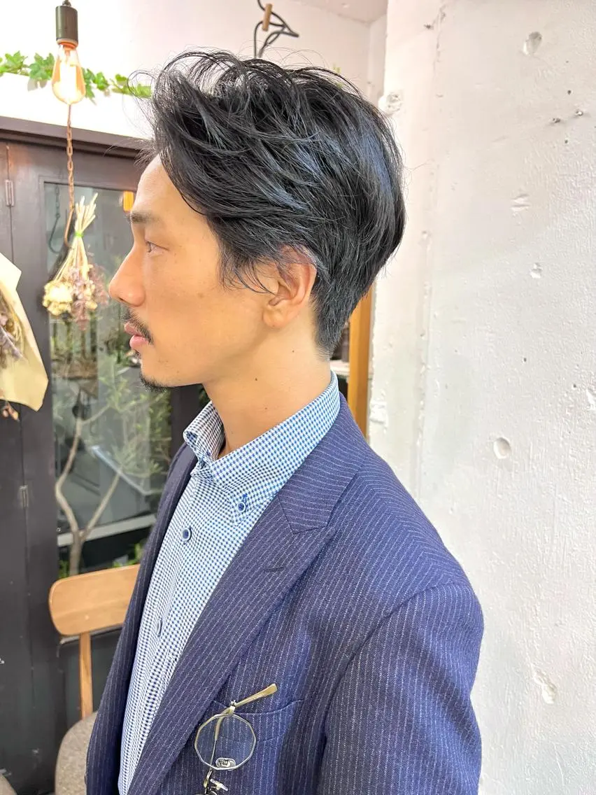 ショート メンズ 再現性大人メンズヘア 毛流れパーマ木村陸弥のヘアスタイル
