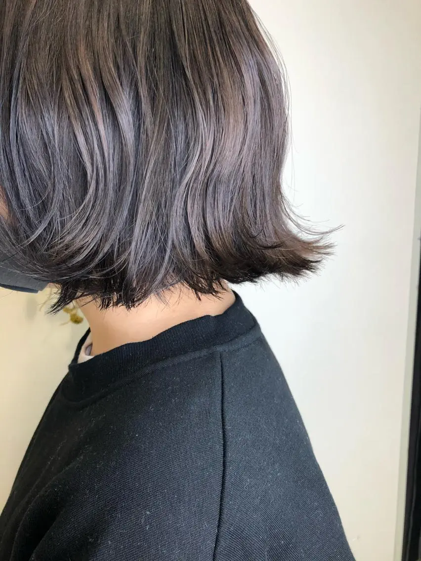 ミディアム カラー ラベンダーカラー ボブ ヘアカラー トリートメント 松佐 ゆかりのヘアスタイル