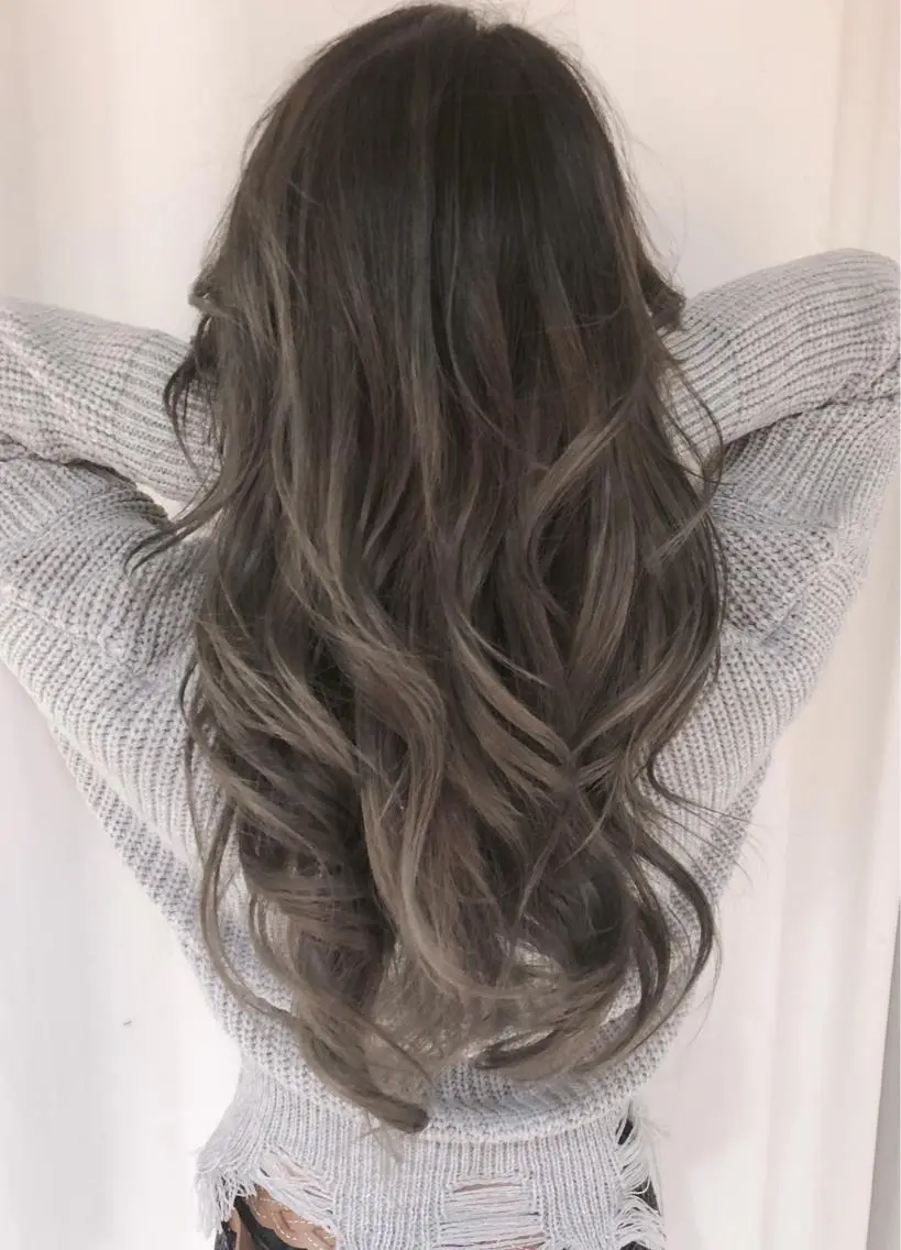 ロング カラー パーマ ヘアアレンジ アッシュ バレイヤージュ ブリーチ ケアブリーチ 透明感カラー バレイヤージュ 藤沢 髪質改善 竹内ケンゴのヘアスタイル