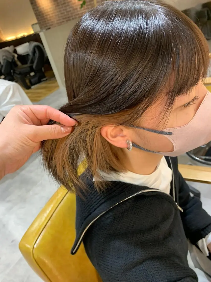 ミディアム カラー ベージュカラー ミルクティーベージュ ヘアカラー ピンクカラー/ mana🎀のヘアスタイル