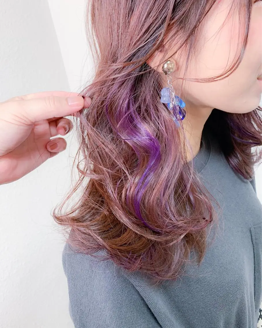 ミディアム カラー ベージュカラー ラベンダーカラー ピンクカラー ピンクベージュ カット ヘアカラー BOX mico.のヘアスタイル