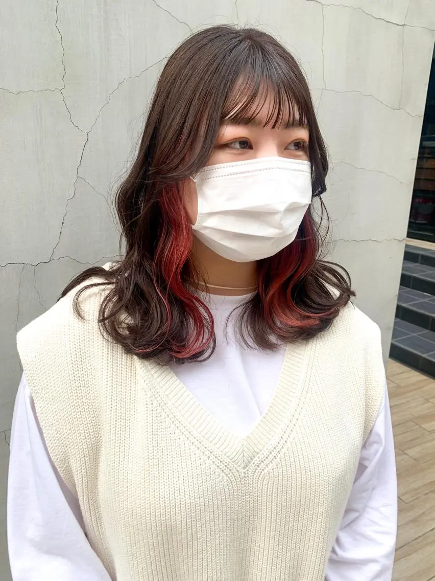 ミディアム カラー ヘアアレンジ ヘアカラー トリートメント yuka .のヘアスタイル