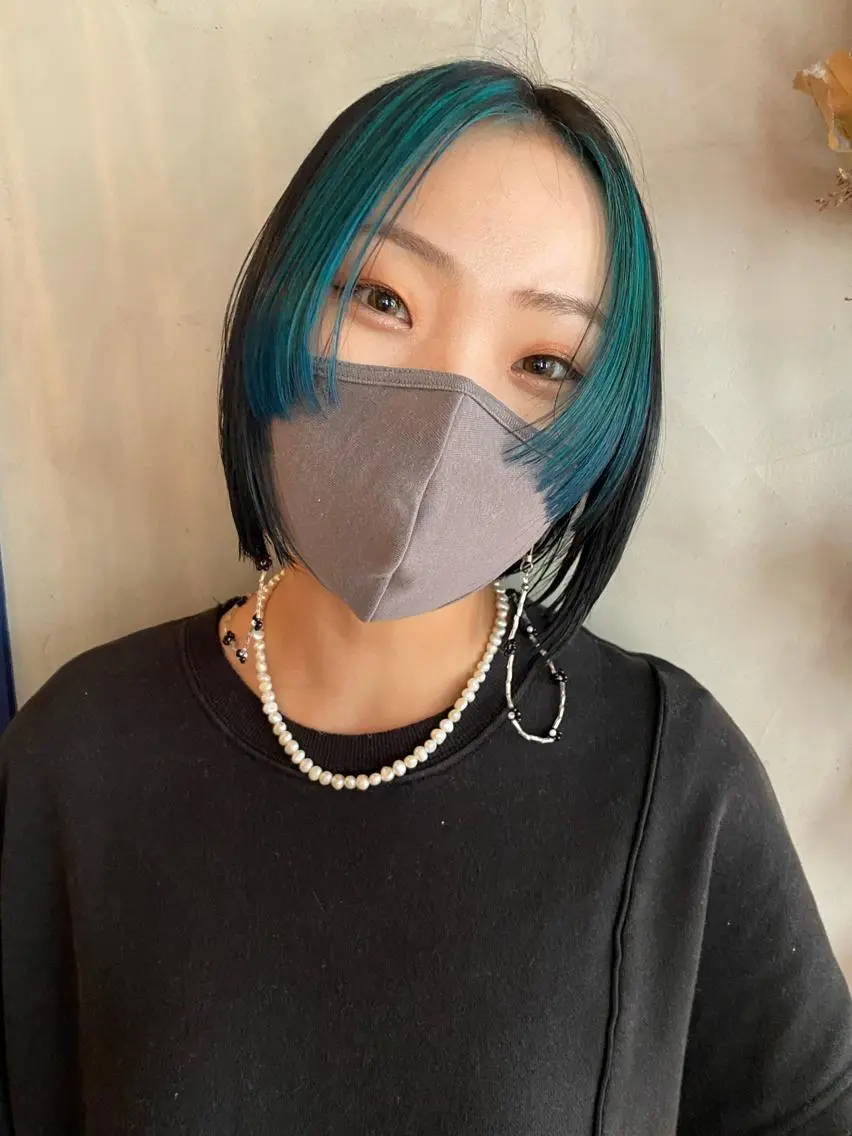 ショート カラー ブルーカラー デザインカラー カット ヘアカラー トリートメント デザインカラー/パー マ🦖外岡咲希🦖のヘアスタイル