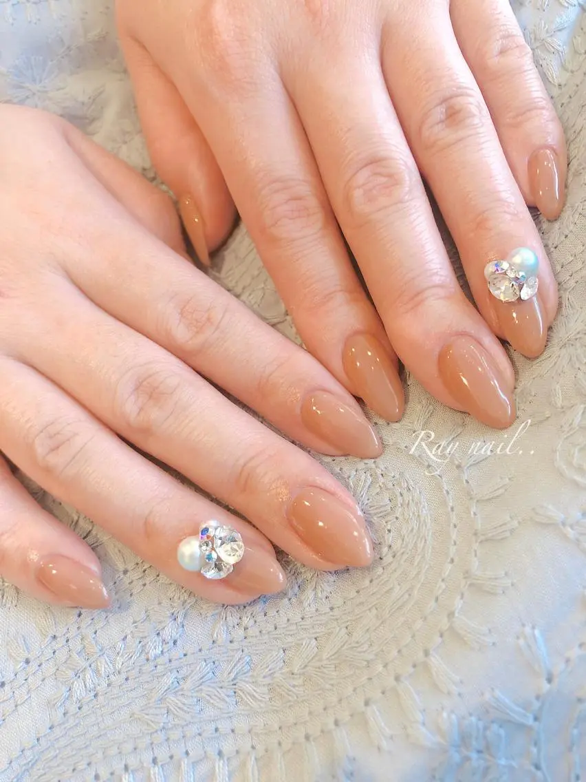 ネイル 長さ出し ストーンネイル ハンドネイル フットネイル nailsalon ∞ ﾐｶﾅﾙ ∞のネイルデザイン