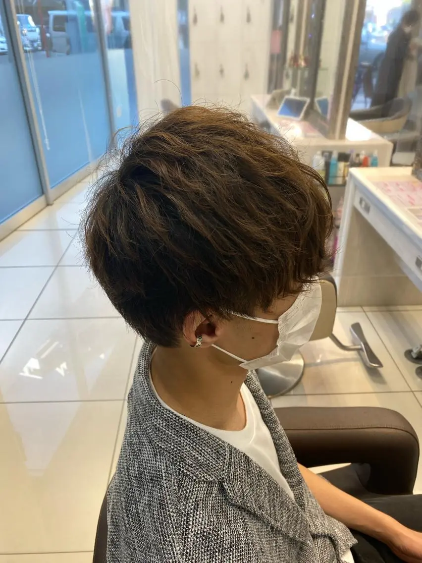 ショート パーマ 藤本 悠雅のヘアスタイル
