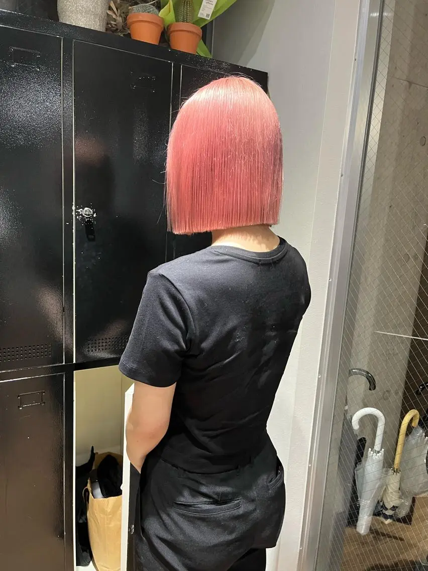 ミディアム カラー ベージュカラー ピンクカラー ピンクベージュ ヘアカラー トリートメント ミルクティーベージュ ブリーチ　店長　清水のヘアスタイル