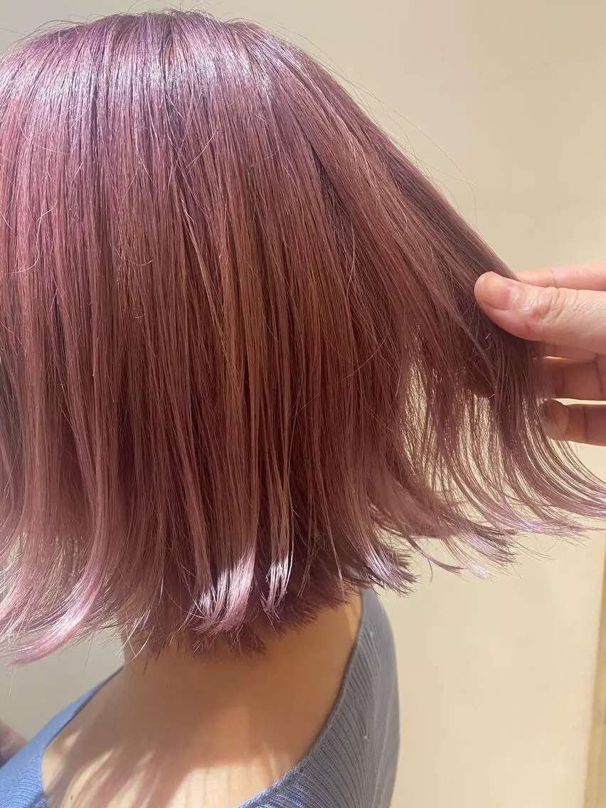 ショート カラー ピンクカラー ヘアカラー トリートメント 髪質改善×矯正🫧 韓国ヘアasamiのヘアスタイル