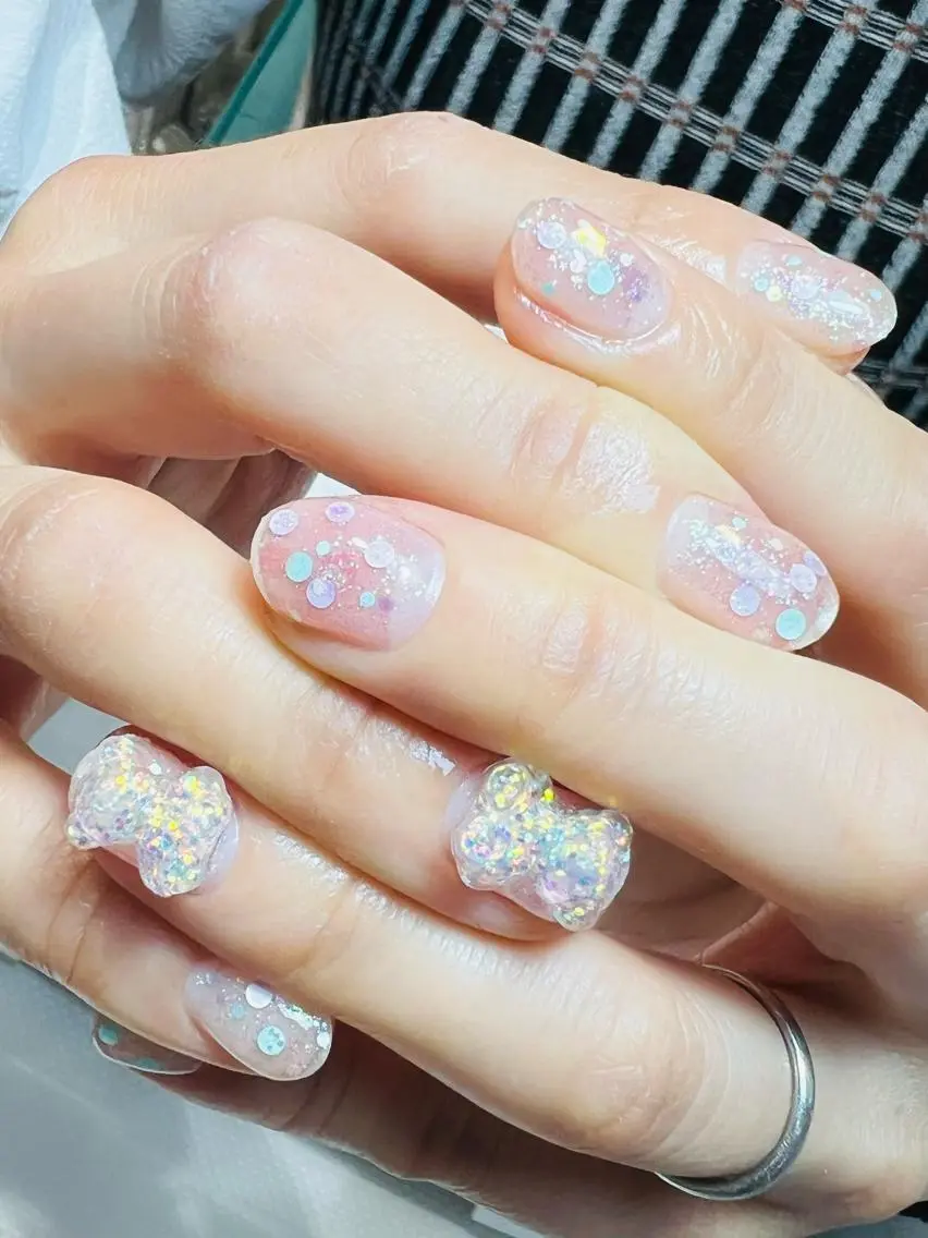 ネイル ラメ(グリッター) bijou nails 蓮のネイルデザイン