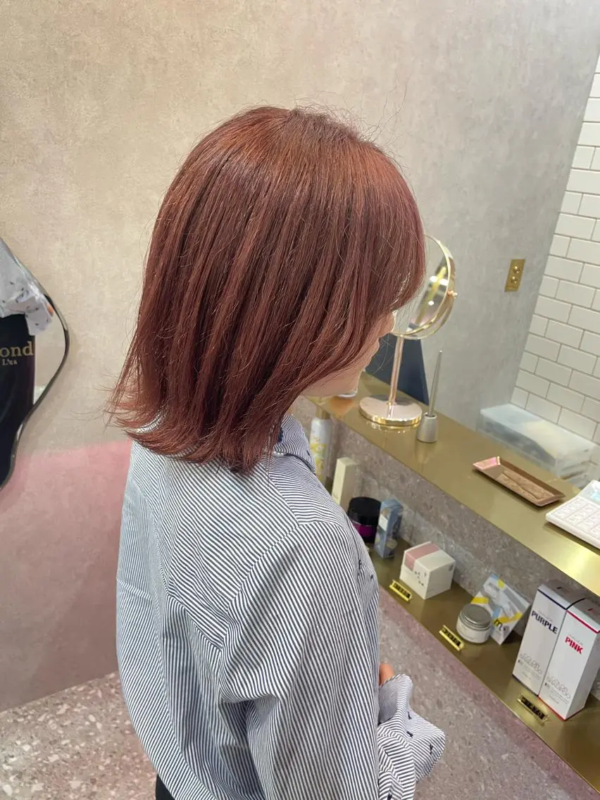 ミディアム カラー ヘアアレンジ ヘアカラー トリートメント 天神/ブリーチ/ ブリーチなしカラーのヘアスタイル