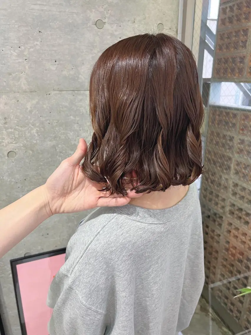 ショート パーマ カット ヘアカラー パーマ ボブパーマコテ巻き風 パーマNo1深江秀平のヘアスタイル