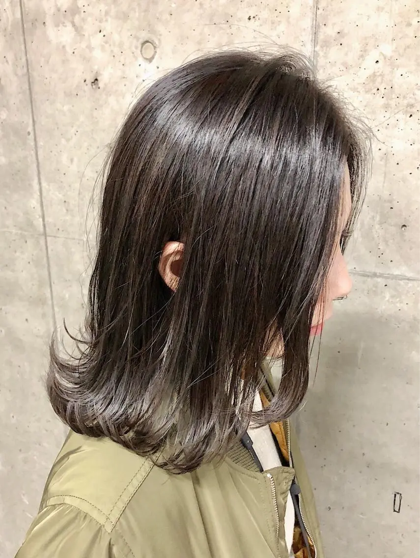 ミディアム カラー グレージュ レイヤーカット ノンダメージ髪質改善 カラー💎/KURAのヘアスタイル