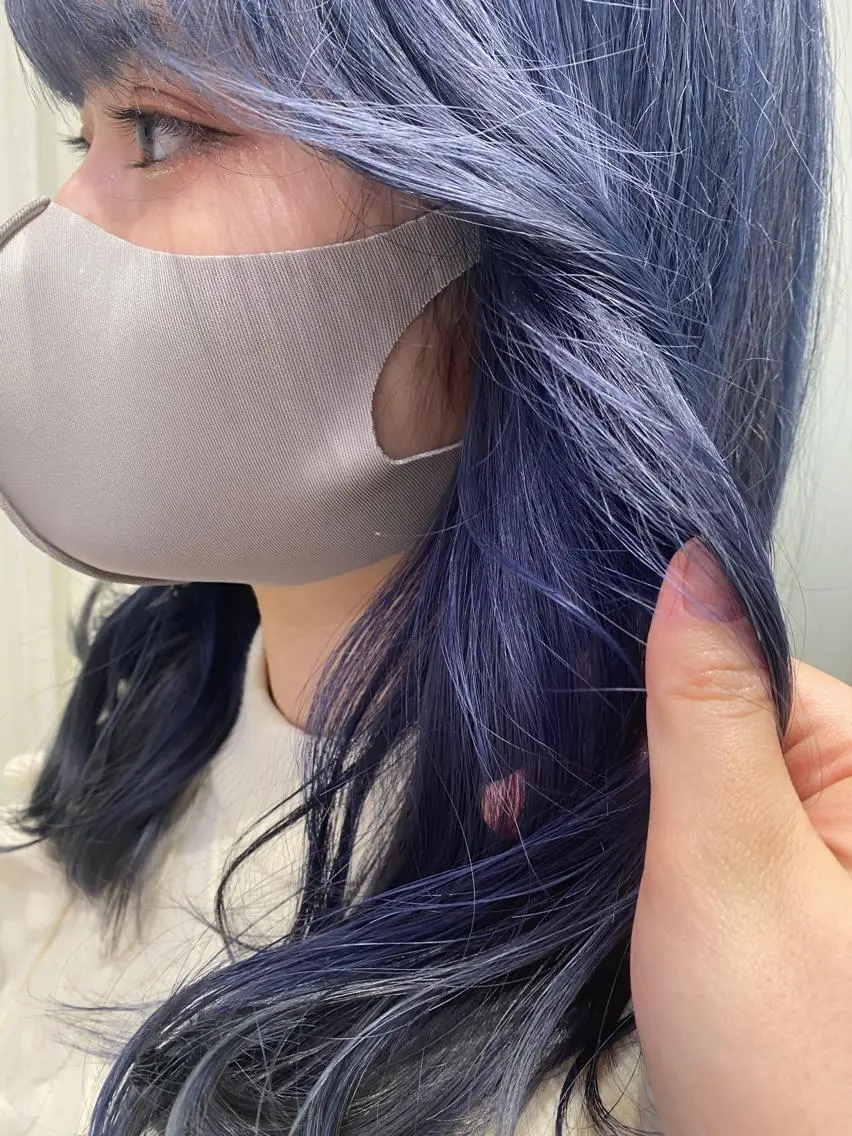 ロング カラー ヘアアレンジ ブルーカラー バイオレットカラー オタク特化美容師💟 チバコナツのヘアスタイル