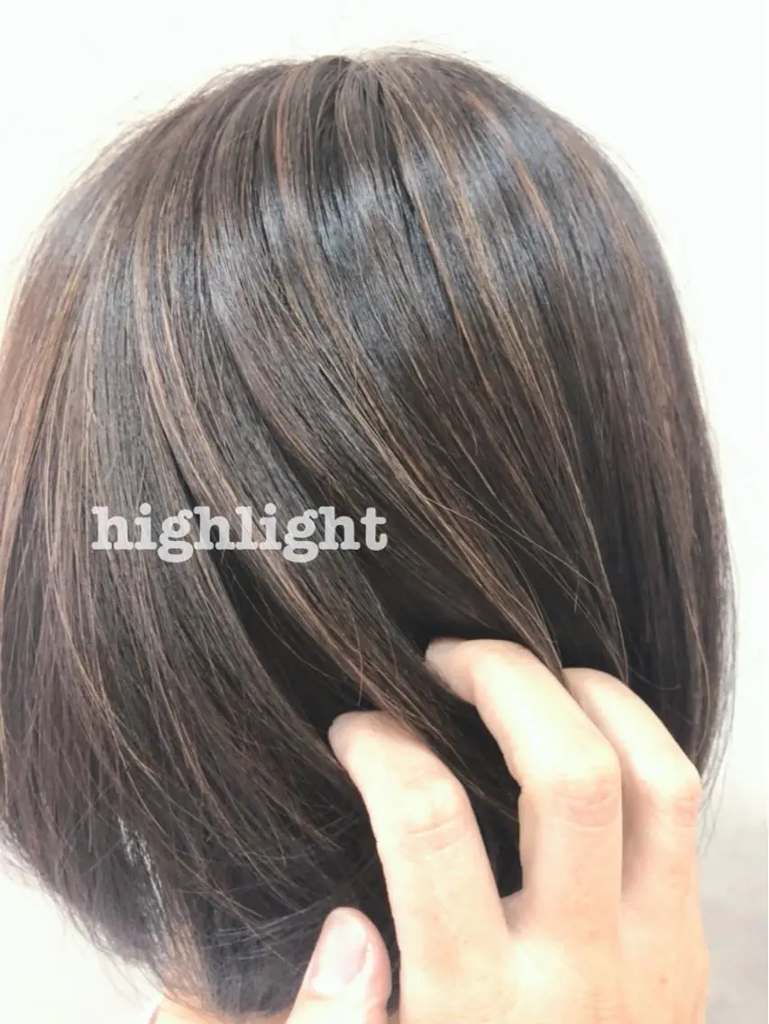 ミディアム カラー ハイライトカラー ハイライト 中村 幸子のヘアスタイル