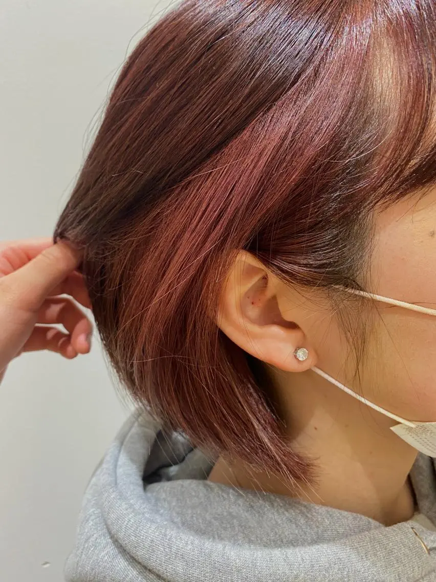 ショート カラー ピンクカラー 透明感カラー 天羅のヘアスタイル