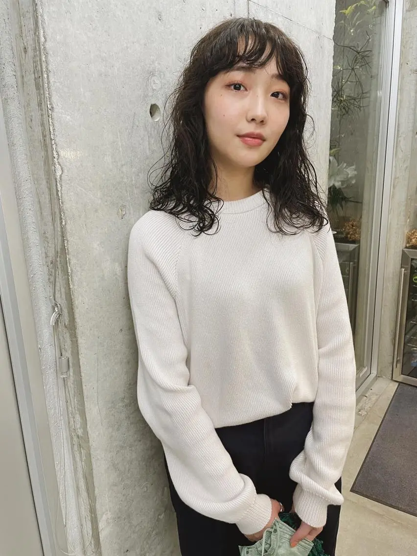 ミディアム カラー カット パーマ トリートメント センスをお届けします 大谷将生infpのヘアスタイル