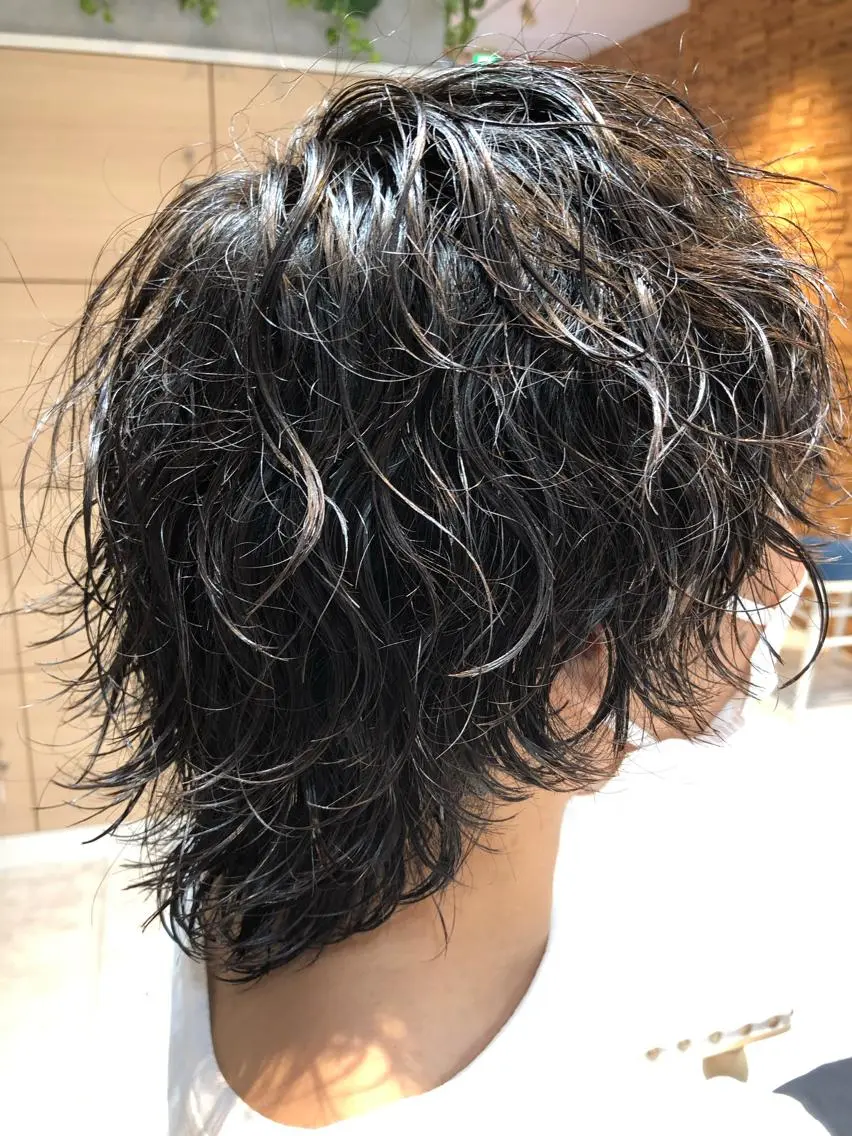 ミディアム パーマ メンズ カット パーマ トリートメント ヘッドスパ 【店長】 草間大輔のヘアスタイル