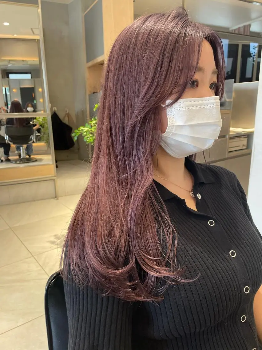 セミロング ヘアカラー トリートメント ヘッドスパ ヘアセット 圧倒的透明感カラー nana🦕のヘアスタイル