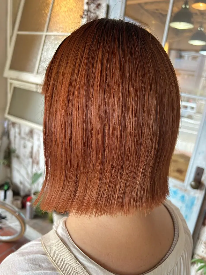 ショート カラー ダブルカラー オレンジ noce harumiのヘアスタイル