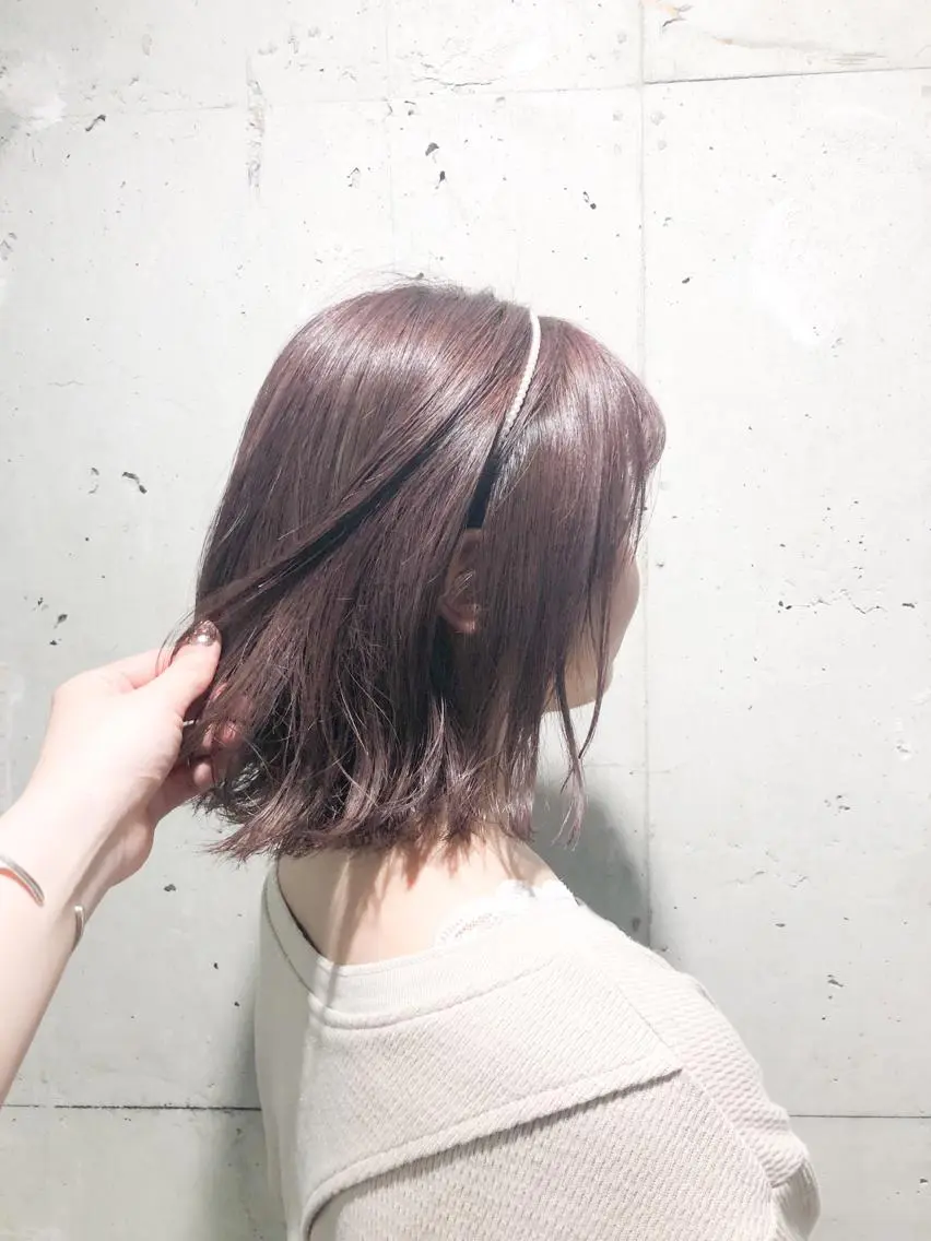 ショート カラー パーマ ヘアアレンジ メンズ キッズ ネイル マツエク・マツパ ピンクカラー ピンクパープル パープルカラー カラーマツエク カチューシャ 当日予約⭕️ Rene’のヘアスタイル