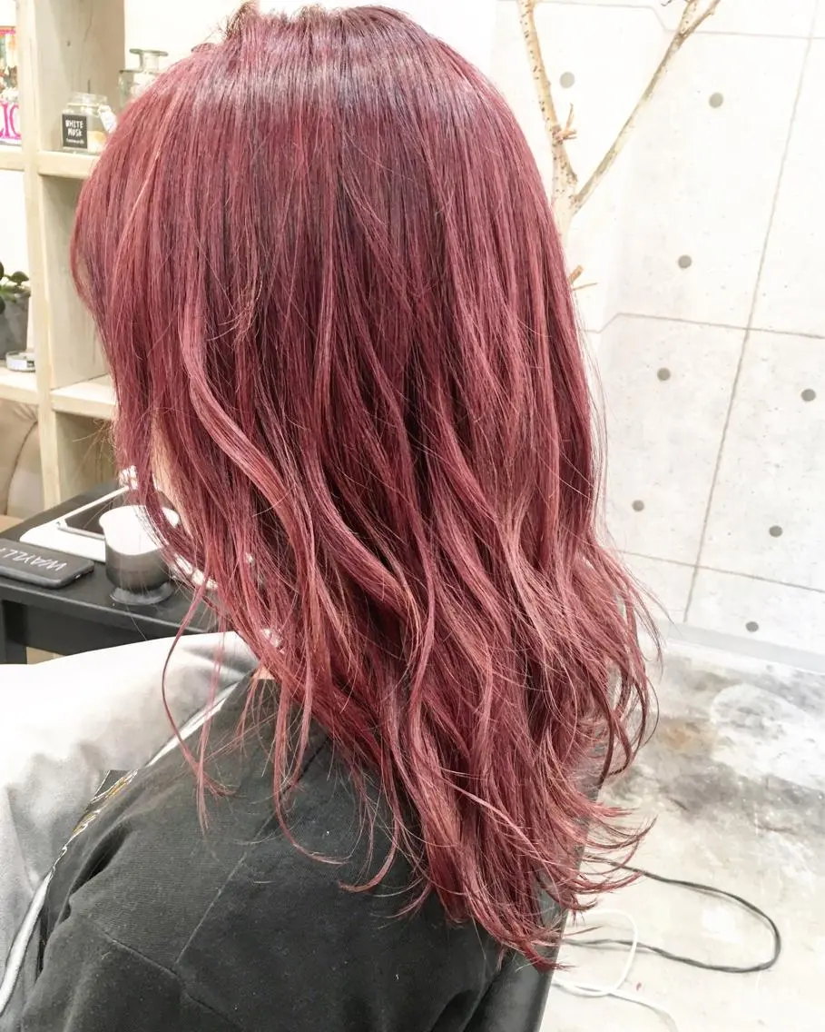 ロング カラー ハイトーンカラー ピンクカラー レイヤー/髪質改善 /山永圭介のヘアスタイル