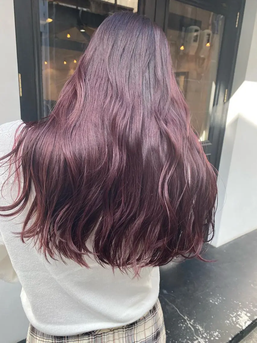 ロング カラー ブリーチ ピンクカラー バイオレットカラー tonari 梅田、中崎町のヘアスタイル