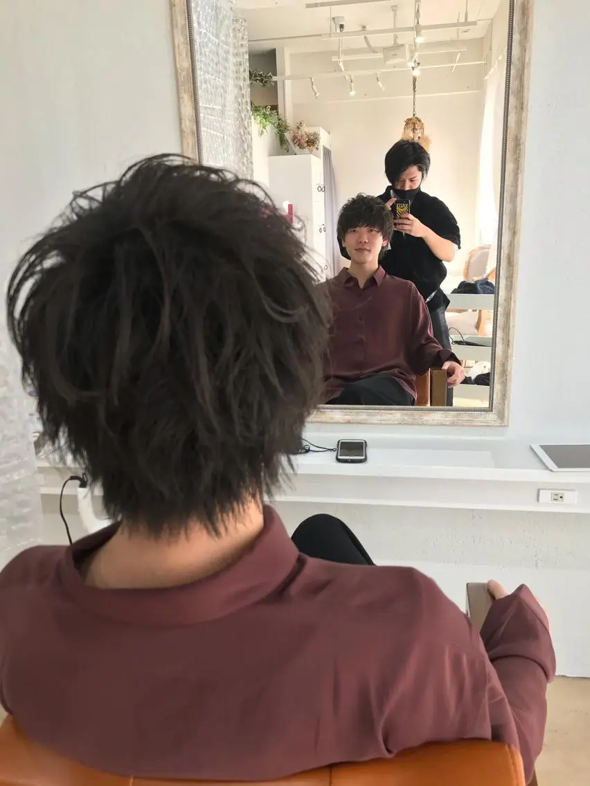 ショート パーマ メンズ ニュアンスパーマ/ レイヤー/茶屋町のヘアスタイル