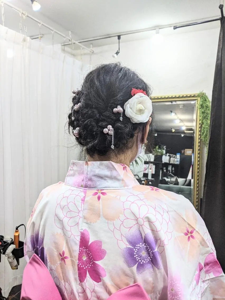 セミロング ヘアアレンジ 浴衣 HIKARI＠ Ruheplatzのヘアスタイル
