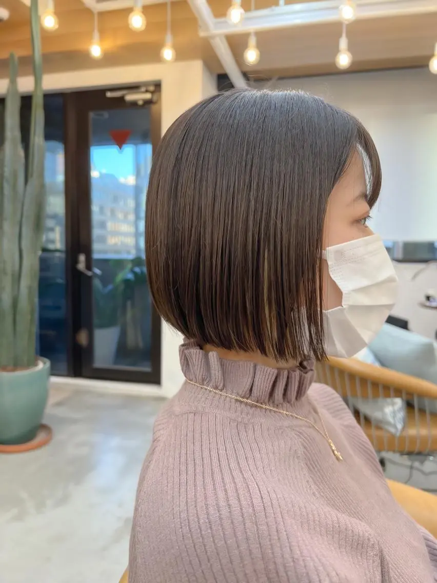 ミディアム カット ヘアカラー トリートメント ボブ/縮毛矯正 髪質改善/もえるのヘアスタイル
