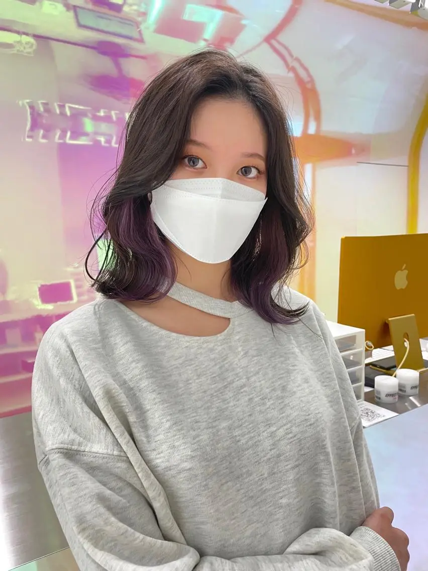 ミディアム カラー パーマ ヘアアレンジ メンズ キッズ ネイル マツエク・マツパ KANAMI 🌏のヘアスタイル