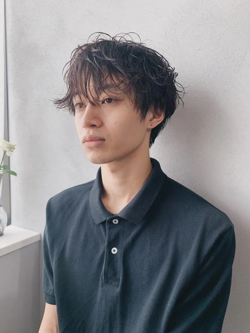 ショート メンズ ボブパーマコテ巻き風 パーマNo1深江秀平のヘアスタイル
