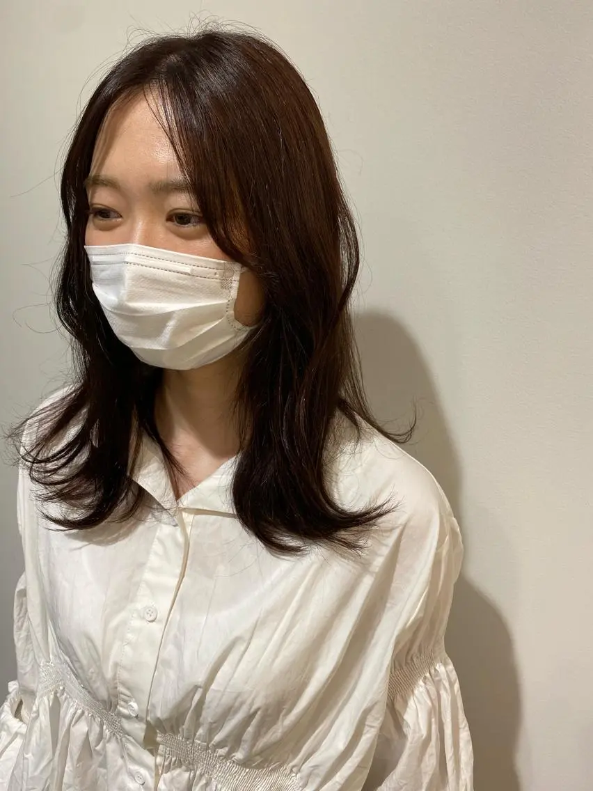 セミロング カラー BLOCK hair makeのヘアスタイル