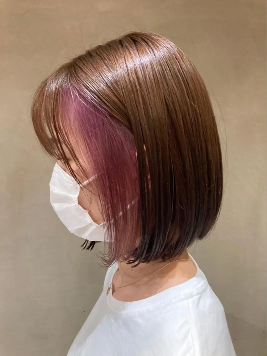 ショート カラー インナーカラー ピンクカラー カット ヘアカラー オスズ 🎀´-のヘアスタイル