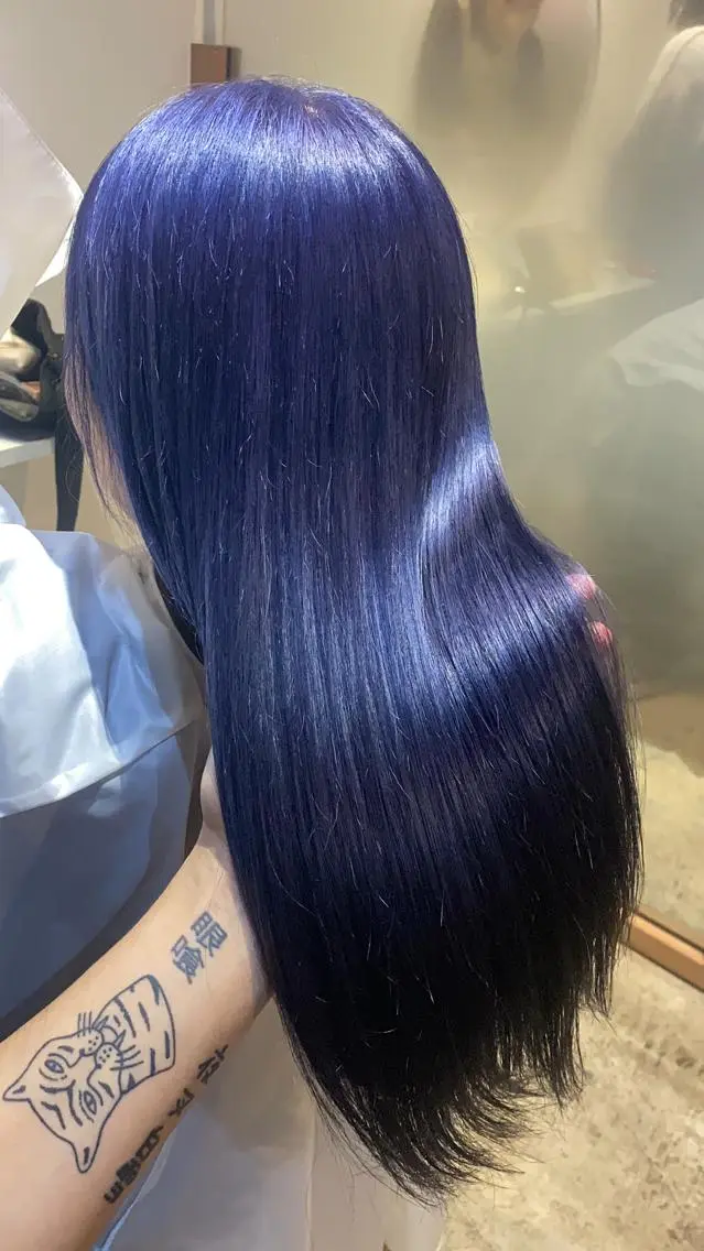 セミロング カラー ブリーチ ブルーカラー ブルーラベンダー ラベンダーカラー ♡レイヤーカット れお♡のヘアスタイル