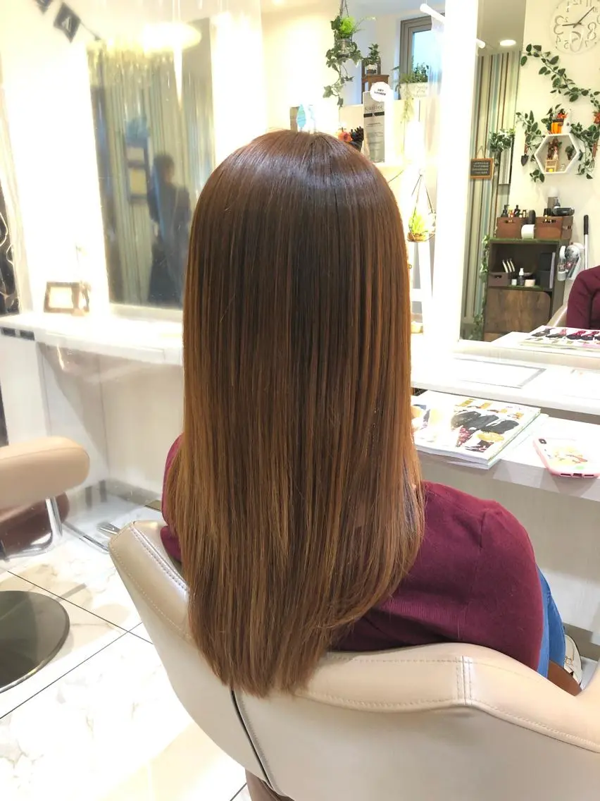 ロング パーマ 髪質改善 縮毛矯正 ストレートパーマ 安井　昴 💫ブリーチ縮毛矯正のヘアスタイル