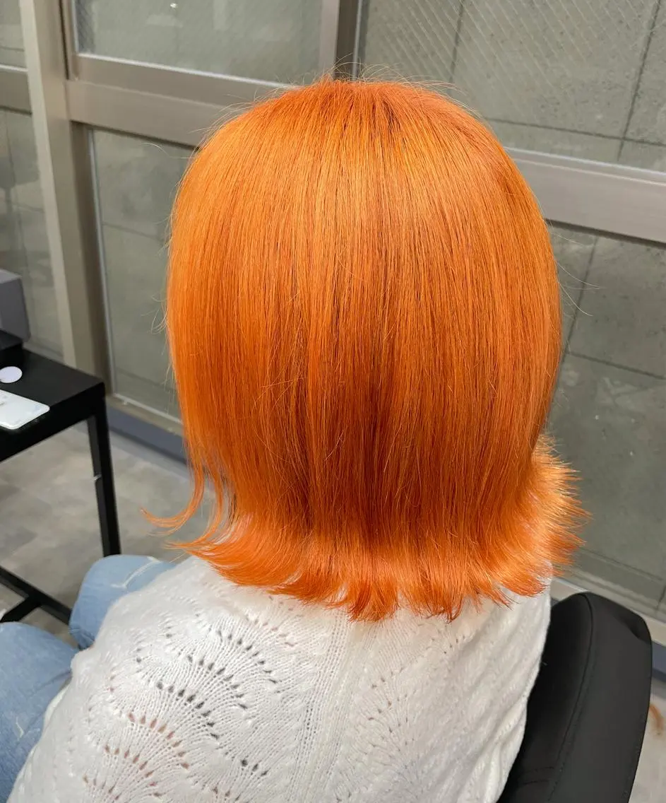 ショート カラー ブリーチ オレンジ 朝倉 海斗のヘアスタイル
