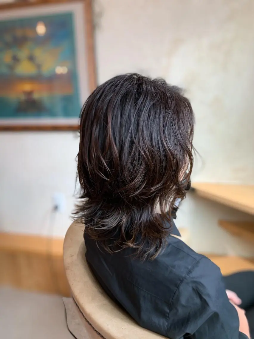 ミディアム パーマ カット パーマ トリートメント 國井 慎吾のヘアスタイル