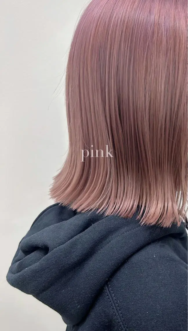 ミディアム カラー 切りっぱなしボブ ベージュカラー ピンクカラー ピンクベージュ ボブ 💛🤍U too e’s /店長🧸のヘアスタイル