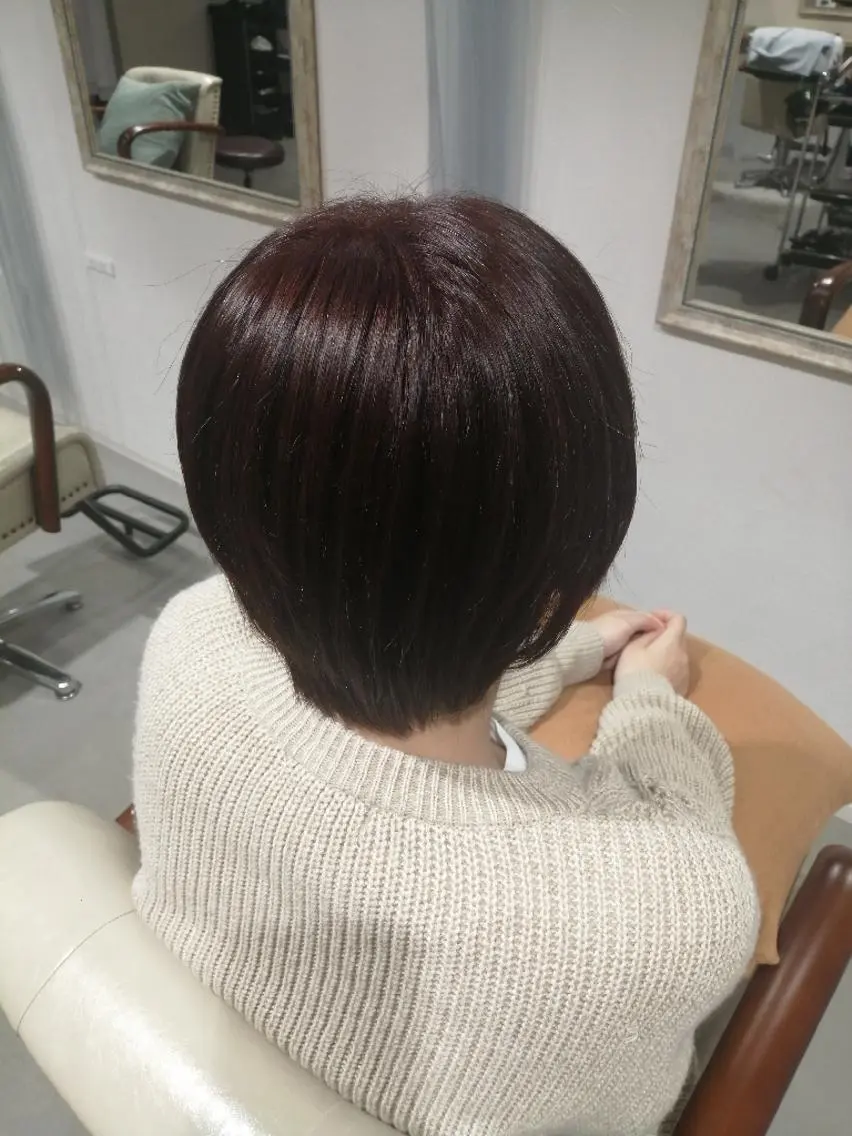 ショート カラー ブラウンカラー レッドカラー レッドブラウン 福永 ちひろのヘアスタイル