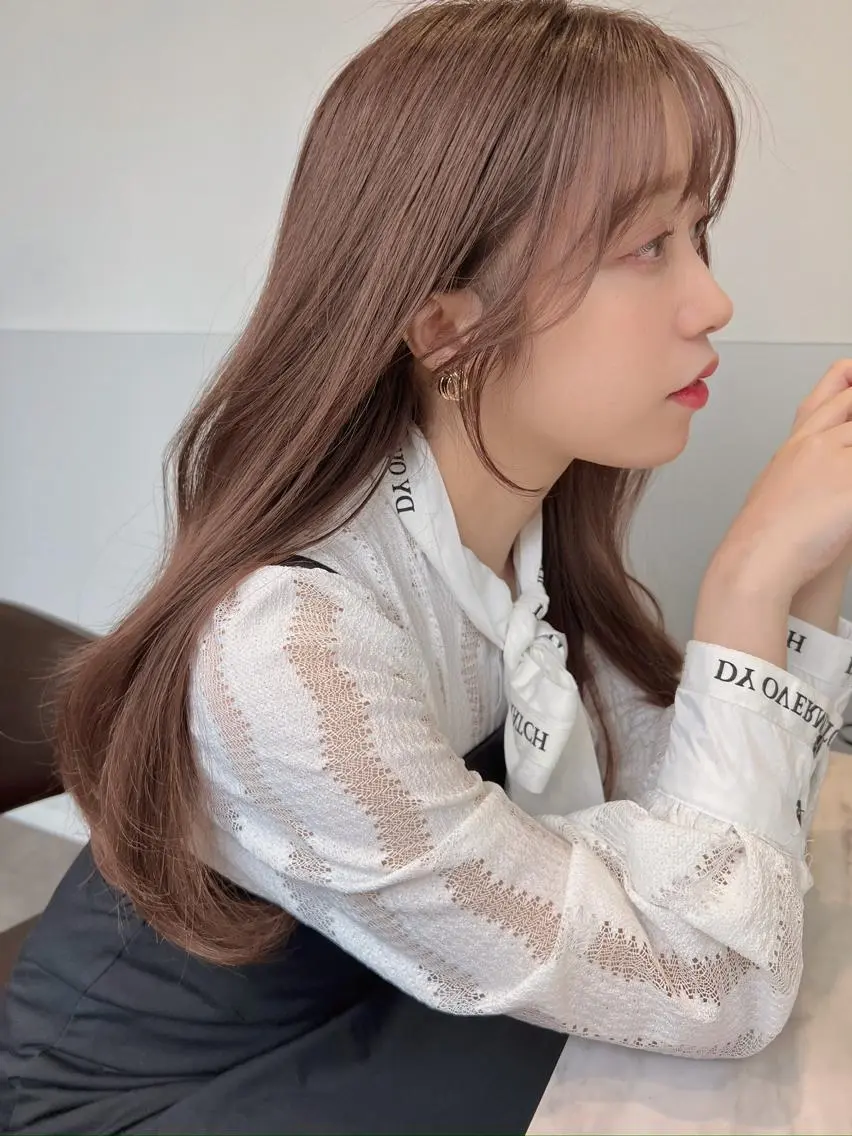 ロング カラー ヘアアレンジ サイドバング 韓国モテhair🍑 momoのヘアスタイル