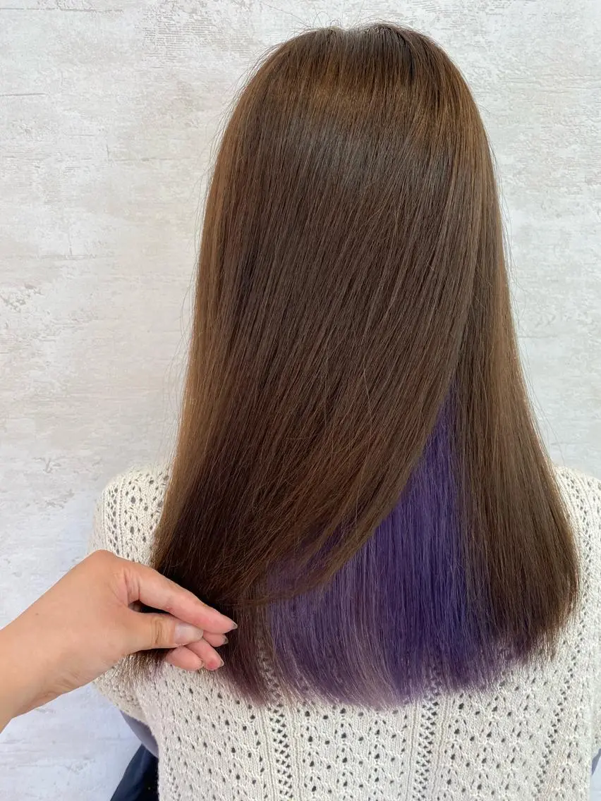 ロング カラー ブリーチ インナーカラー パープルカラー Angelica／ WAKOのヘアスタイル