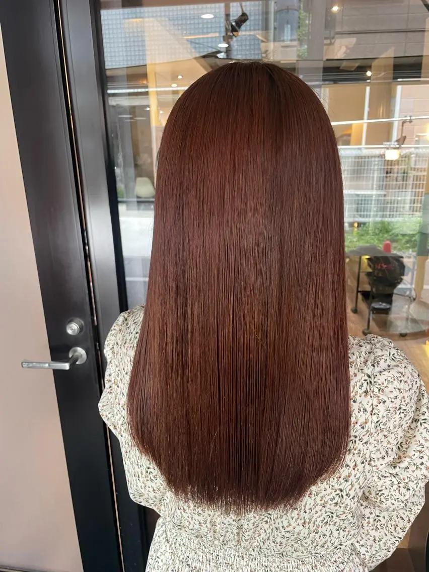 ロング カラー オレンジ カット ヘアカラー トリートメント しのはら まどかのヘアスタイル