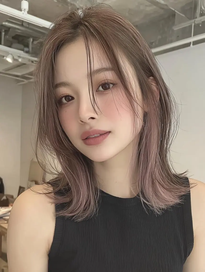 ミディアム カラー ✨エクステ✨本数・ 色合わせ相談可／山口のヘアスタイル